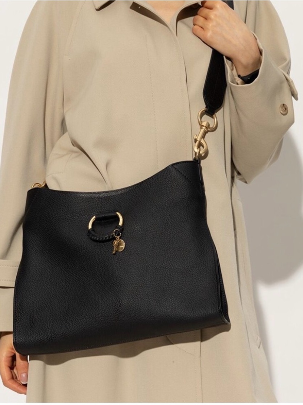 See By Chloe Black Leather Shoulder Bag with Gold Hardware